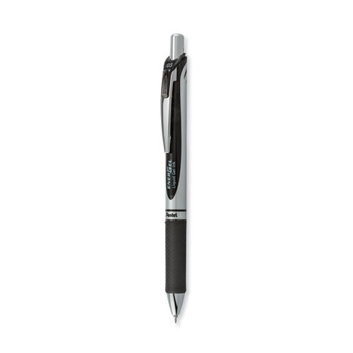 Image of Pentel® Energel Rtx Gel Pen, Retractable, Extra-Fine 0.3 Mm, Black Ink, Black/silver Barrel, Dozen