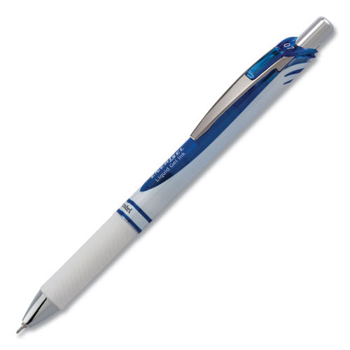 Image of Pentel® Energel Pearl Gel Pen, Retractable, Medium 0.7 Mm, Blue Ink, White/blue Barrel, Dozen