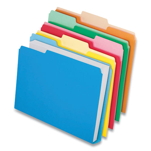 Image of Pendaflex® Double Stuff File Folders, 1/3-Cut Tabs: Assorted, Letter Size, 1.5" Expansion, Assorted Colors, 24/Pack