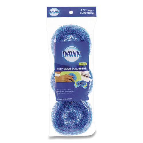 Image of Dawn® Poly Mesh Scrubbers, Blue, 3/pack