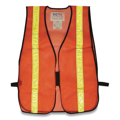 Image of PIP Hook and Loop Safety Vest, One Size Fits Most, Hi-Viz Orange with Yellow Prismatic Tape
