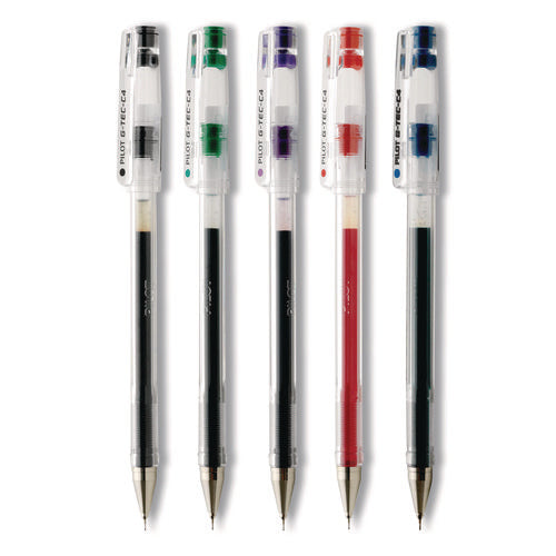 Image of Pilot® G-TEC-C Ultra Gel Pen, Stick, Ultra-Fine 0.4 mm, Assorted Ink and Barrel Colors, 5/Pack