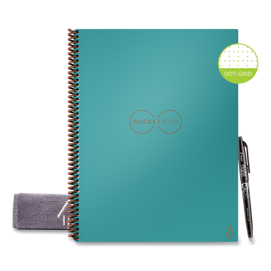 Image of Rocketbook Core Smart Notebook, Dotted Rule (4 sq/in), Neptune Teal Cover, (16) 11 x 8.5 Sheets