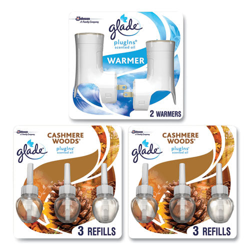 Image of Glade® Plugin Scented Oil, Cashmere Woods, 0.67 Oz, 2 Warmers And 6 Refills/pack