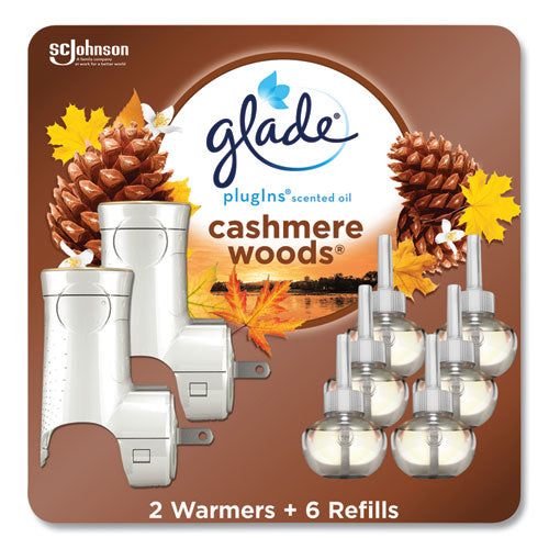 Image of Glade® Plugin Scented Oil, Cashmere Woods, 0.67 Oz, 2 Warmers And 6 Refills/pack