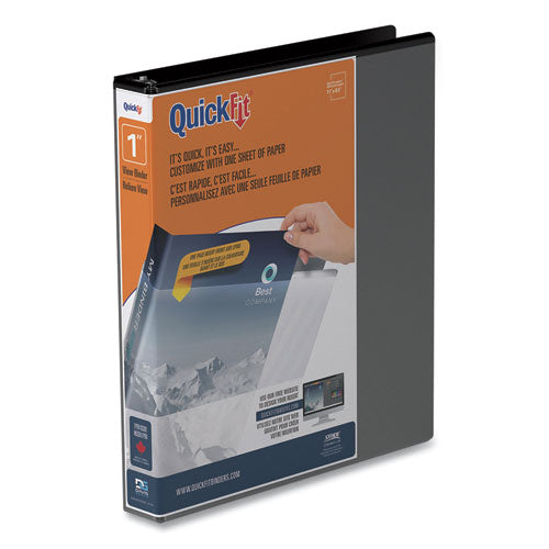 Image of Stride Quickfit D-Ring View Binder, 3 Rings, 1" Capacity, 11 X 8.5, Black