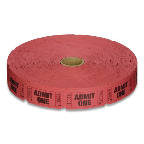 Image of Coin-Tainer Single Ticket Roll, Admit One, Red, 2,000/roll