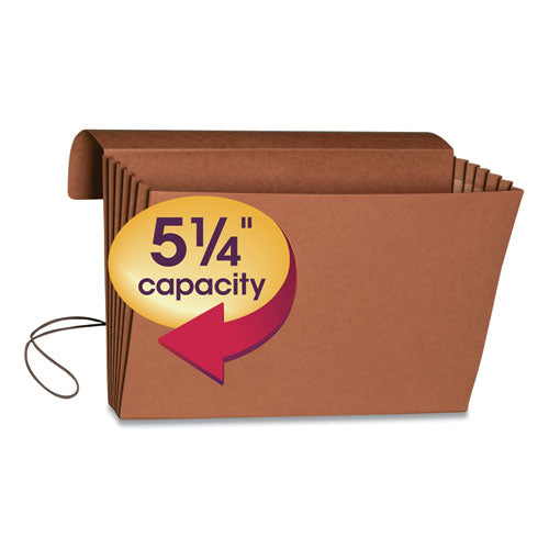 Image of Smead Extra-Wide Expanding Wallets with Elastic Cord, 5.25" Expansion, 1 Section, Elastic Cord Closure, Legal Size, Redrope