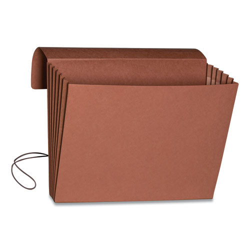 Image of Smead Extra-Wide Expanding Wallets with Elastic Cord, 5.25" Expansion, 1 Section, Elastic Cord Closure, Letter Size, Redrope
