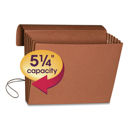 Image of Smead Extra-Wide Expanding Wallets with Elastic Cord, 5.25" Expansion, 1 Section, Elastic Cord Closure, Letter Size, Redrope