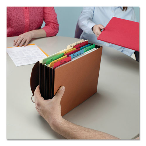 Image of Smead Extra-Wide Expanding Wallets with Elastic Cord, 5.25" Expansion, 1 Section, Elastic Cord Closure, Letter Size, Redrope