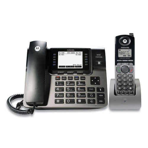 Image of Motorola ml1250 4 line corded/cordless phone system, 1 handset, black/silver