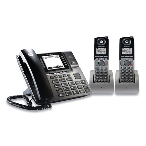 Image of Motorola 4 line phone system bundle, 2 additional cordless handsets