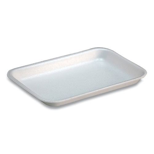 Image of Pactiv Evergreen Supermarket Tray, #17S, 8.3 x 4.8 x 0.65, White, Foam, 1,000/Carton