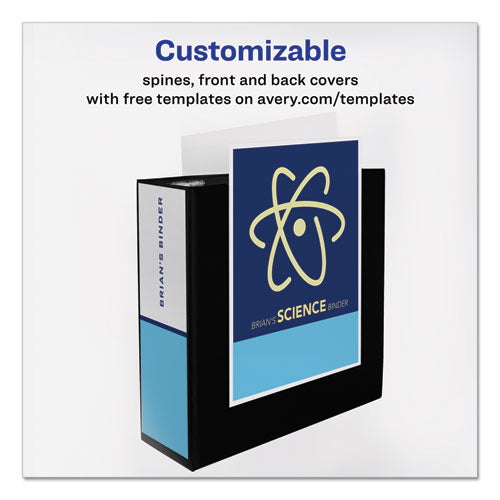 Image of Avery® Durable View Binder With Durahinge And Ezd Rings, 3 Rings, 4" Capacity, 11 X 8.5, Black, (9800)
