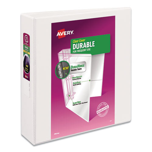 Image of Avery® Durable View Binder With Durahinge And Slant Rings, 3 Rings, 2" Capacity, 11 X 8.5, White, 4/pack
