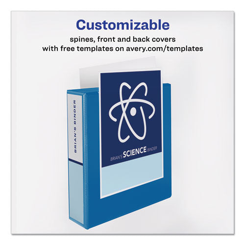 Image of Avery® Durable View Binder With Durahinge And Slant Rings, 3 Rings, 1.5" Capacity, 11 X 8.5, Blue