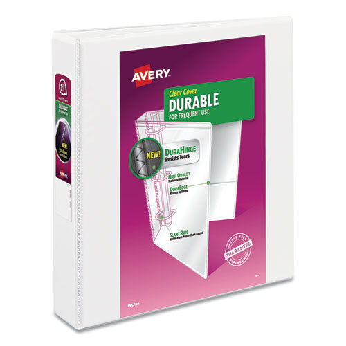 Image of Avery® Durable View Binder With Durahinge And Slant Rings, 3 Rings, 1.5" Capacity, 11 X 8.5, White, 4/pack