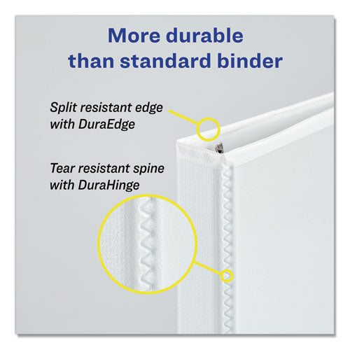 Image of Avery® Durable View Binder With Durahinge And Slant Rings, 3 Rings, 0.5" Capacity, 11 X 8.5, White
