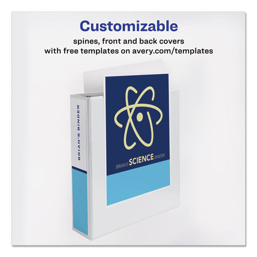 Image of Avery® Durable View Binder With Durahinge And Slant Rings, 3 Rings, 2" Capacity, 11 X 8.5, White