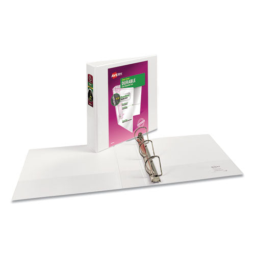 Image of Avery® Durable View Binder With Durahinge And Slant Rings, 3 Rings, 2" Capacity, 11 X 8.5, White, 4/pack