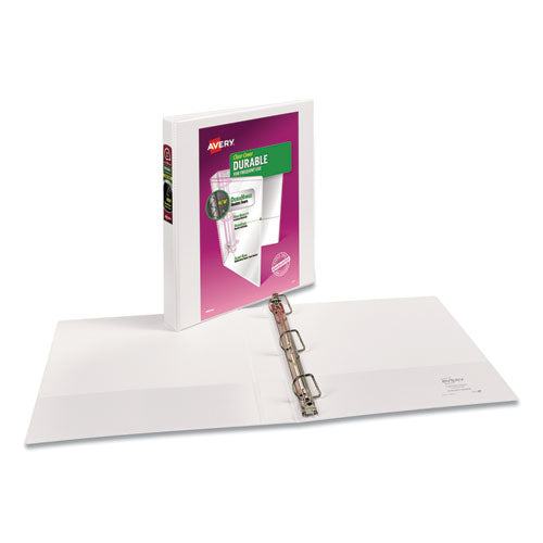 Image of Avery® Durable View Binder With Durahinge And Slant Rings, 3 Rings, 1" Capacity, 11 X 8.5, White, 4/pack
