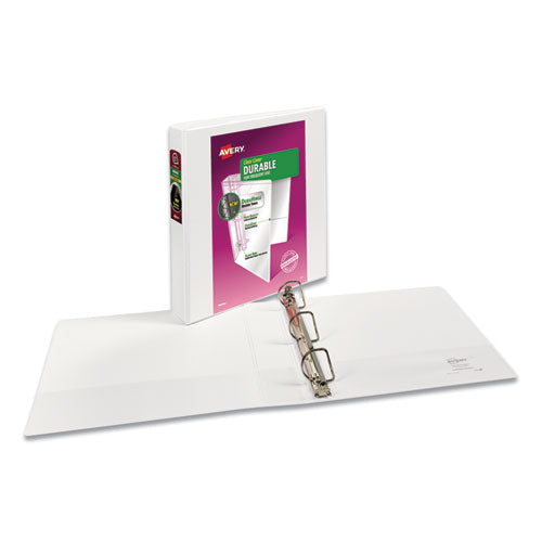 Image of Avery® Durable View Binder With Durahinge And Slant Rings, 3 Rings, 1.5" Capacity, 11 X 8.5, White, 4/pack
