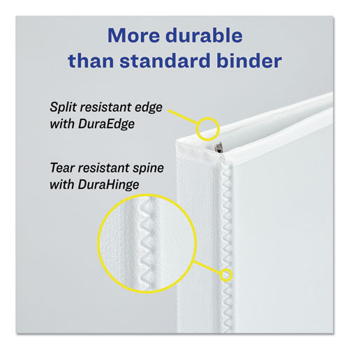 Image of Avery® Durable View Binder With Durahinge And Slant Rings, 3 Rings, 1" Capacity, 11 X 8.5, White