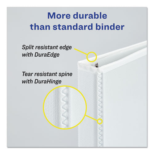 Image of Avery® Durable View Binder With Durahinge And Slant Rings, 3 Rings, 2" Capacity, 11 X 8.5, White