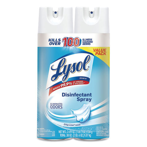 Image of LYSOL® Brand Disinfectant Spray, Crisp Linen, 19 Oz Aerosol Spray, 2/pack, 4 Packs/carton