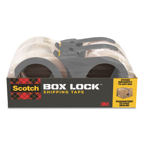 Image of Scotch® Box Lock Shipping Packaging Tape With Dispenser, 3" Core, 1.88" X 54.6 Yds, Clear, 4/pack