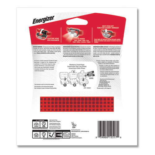 Image of Energizer® Led Headlight, 3 Aaa Batteries (included), Red