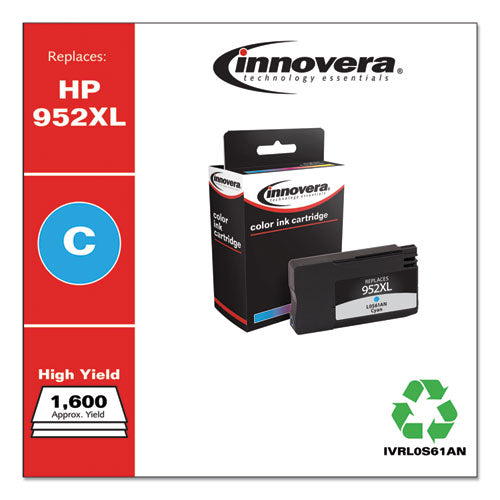 Image of Innovera® Remanufactured Cyan High-Yield Ink, Replacement for 952XL (L0S61AN), 1,600 Page-Yield