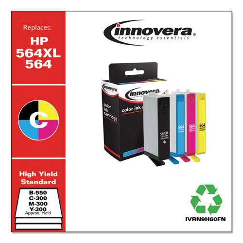 Image of Innovera® Remanufactured Black/Cyan/Magenta/Yellow Ink, Replacement for 564XL/564 (N9H60FN), 550/300 Page-Yield