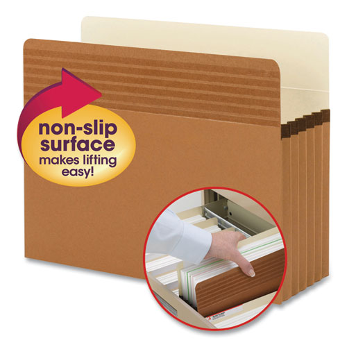 Image of Smead Easy Grip Pockets, 5.25" Expansion, Letter Size, Redrope, 10/box