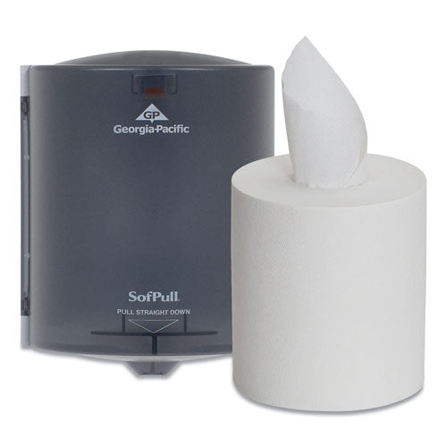 Image of Georgia Pacific® Professional Sofpull Center Pull Hand Towel Dispenser, Includes Roll Of 320 Centerpull Towels, 9.56 X 9.38 X 12.06, Gray