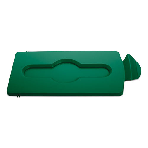 Image of Rubbermaid® Commercial Slim Jim Single Stream Recycling Top for Slim Jim Containers, 8w x 16.5d x 0.5h, Green
