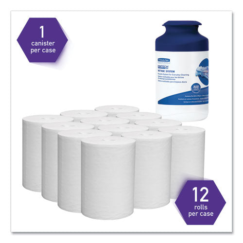 Image of Kimtech Wettask System Prep Wipers For Bleach/disinfectants/sanitizers Hygienic Enclosed System Refills, W/canister, 55/rl,12 Roll/ct