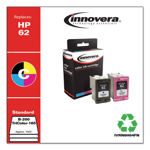 Image of Innovera® Remanufactured Black/Tri-Color Ink, Replacement for 62 (N9H64FN), 200/165 Page-Yield