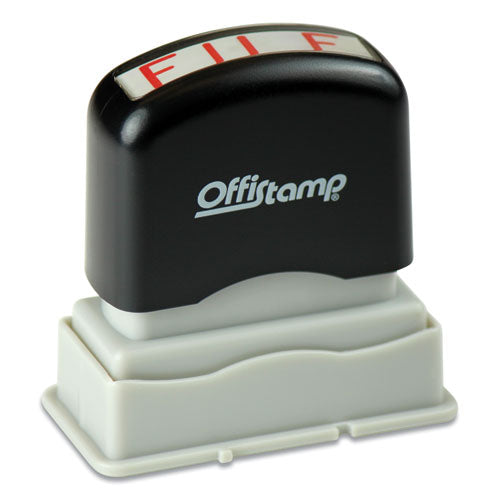 Image of Offistamp® Pre-Inked Message Stamp, File, 1.63" X 0.38", Red Ink