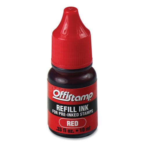 Image of Offistamp® Refill Ink for Pre-Inked Stamps, 0.33 oz, Red
