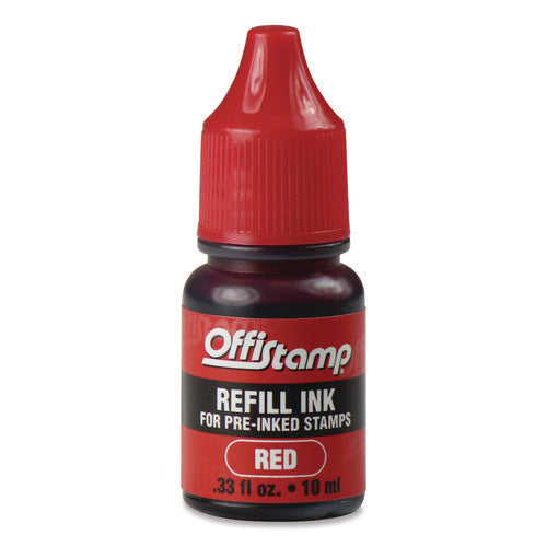Image of Offistamp® Refill Ink for Pre-Inked Stamps, 0.33 oz, Red