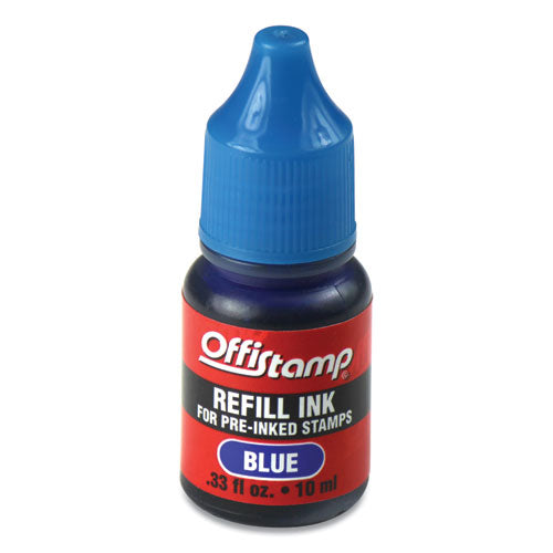 Image of Offistamp® Refill Ink For Pre-Inked Stamps, 0.33 Oz, Blue