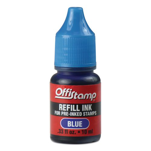 Image of Offistamp® Refill Ink For Pre-Inked Stamps, 0.33 Oz, Blue