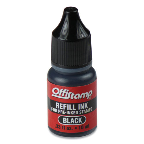 Image of Offistamp® Refill Ink for Pre-Inked Stamps, 0.33 oz, Black