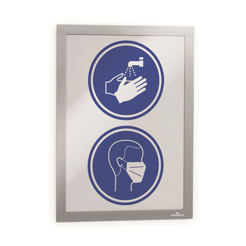 Image of Durable® DURAFRAME Sign Holder, 5.5 x 8.5, Silver, 2/Pack
