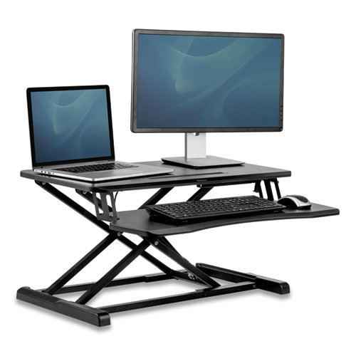 Image of Fellowes® Corsivo Sit-Stand Workstation, 31.5" X 24.25" X 16", Black