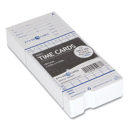 Image of Pyramid Technologies Time Clock Cards For Pyramid Technologies 2000/6000, Two Sides, 3.38 X 7.44, 100/pack
