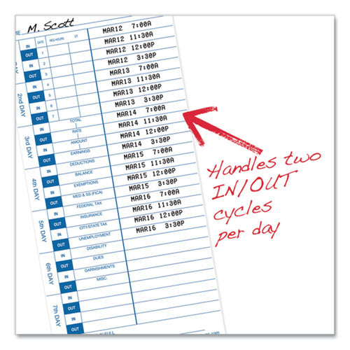 Image of Pyramid Technologies Time Clock Cards For Pyramid Technologies 3000, One Side, 4 X 9, 100/pack