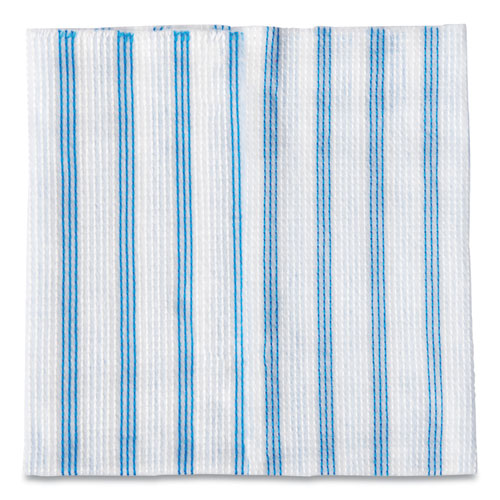 Image of Rubbermaid® Commercial HYGEN Disposable Microfiber Cleaning Cloths, 12 x 12, White/Blue Stripe, 600/Carton